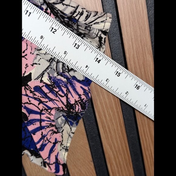 Joni Blair Shirt Dress 7 Womens Multicolor Short Sleeve Collared Leafy Floral - Picture 5 of 10